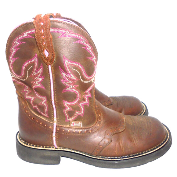 Justin Boots Shoes - Justin Gemma Gypsy Boots Sz 8.5 Womens Brown Chunky Cowboy Western